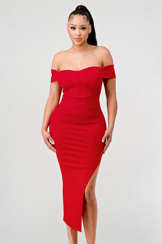 Nylon Elegant  Off-Shoulder Dress